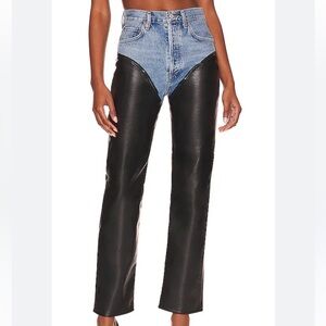 Agolde Harley Black Straight Leg Leather Pants